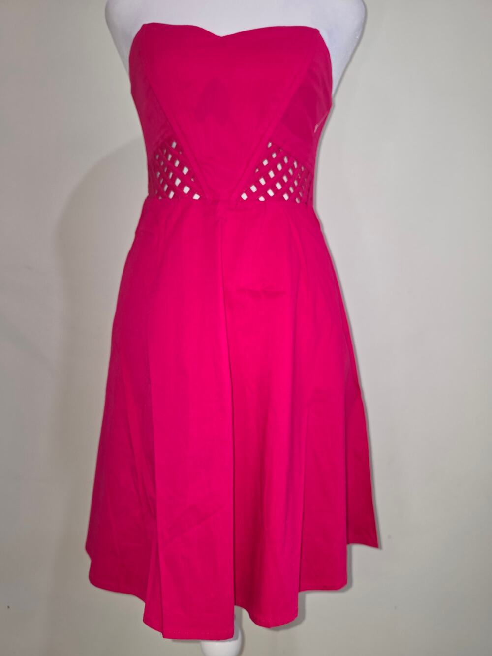 Sparkle & Fade NWOT Size 4 Fuchsia Sweetheart Lattice Waist Party Dress
